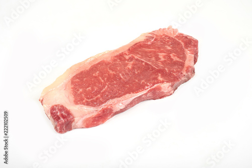 fresh raw steak isolated on white background.
