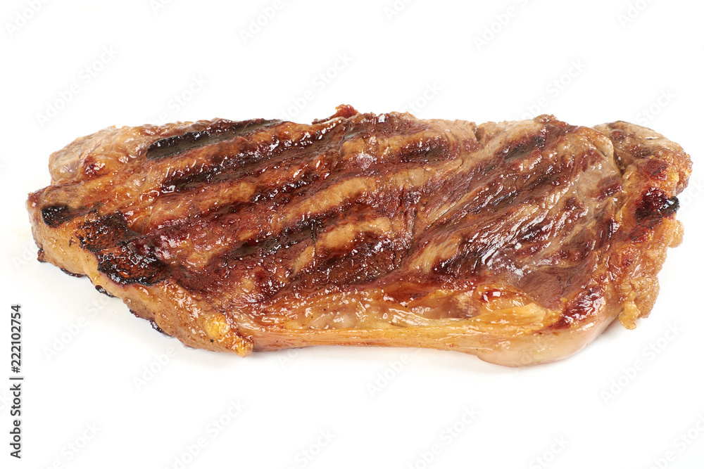 Grilled beef steak isolated over white background. Grilled beef steak isolated over white background.