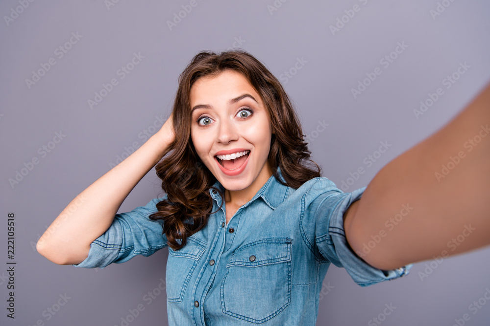 Self-portrait of nice cute crazy cheerful lovely attractive magn Self-portrait of nice cute crazy cheerful lovely attractive magn