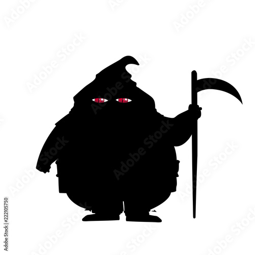 Executor silhouette with predatory screwed up red eyes isolated