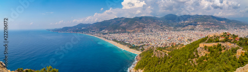 Obraz na plátně Western Alanya, Tyrkey panorama in high resolution observed from a Fortress of A