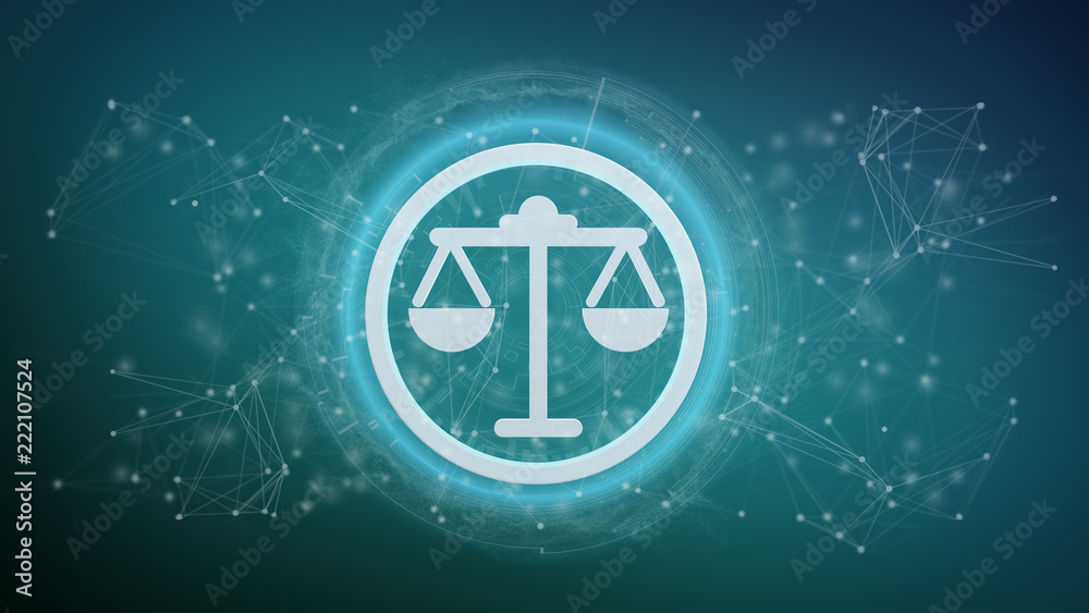 Technology justice icon on a circle isolated on a background 3d rendering