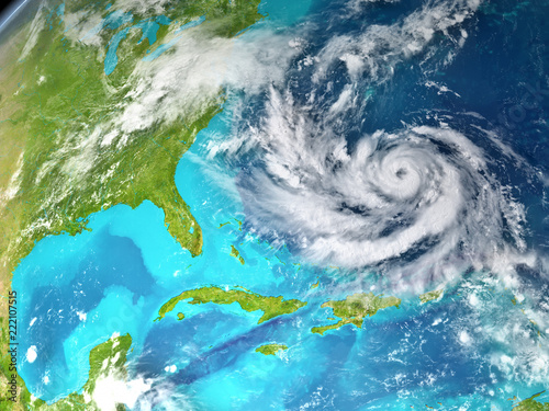 Hurricane in Atlantic from space