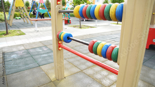 Children playground in autumn with various equipment for games