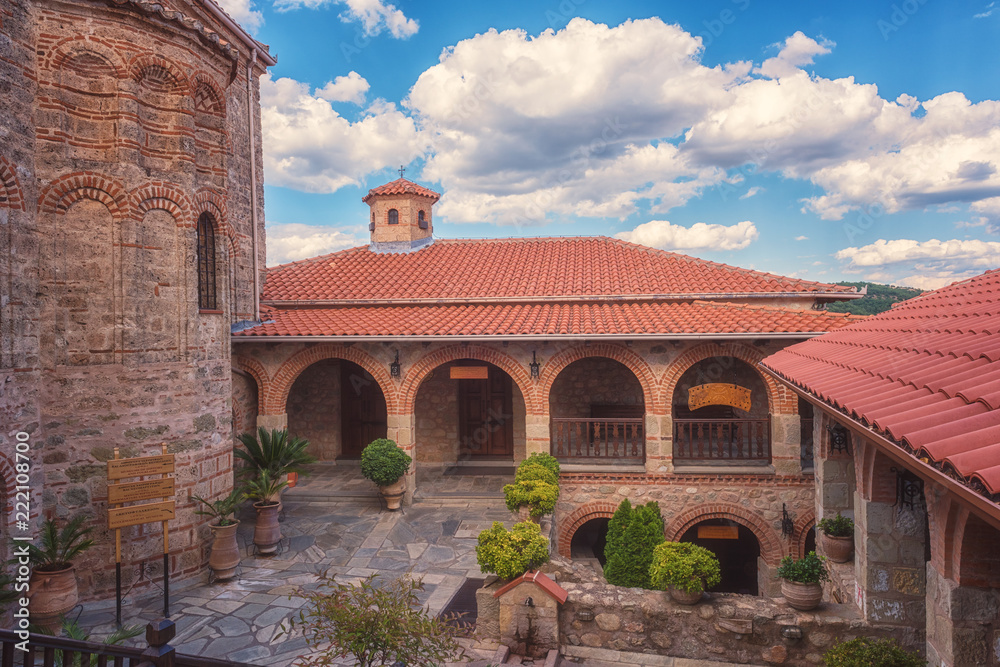 Fototapeta premium A courtyard of monastery Great Meteora in Greece, Thessaly valley