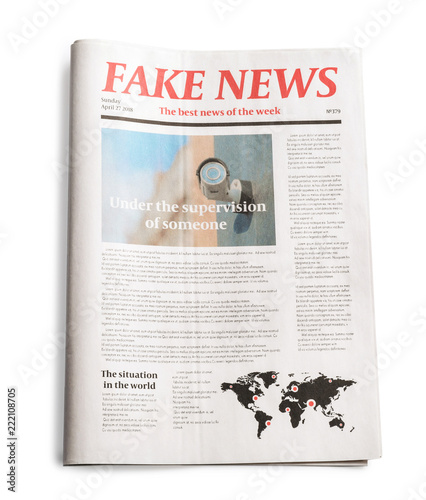 Newspaper on white background