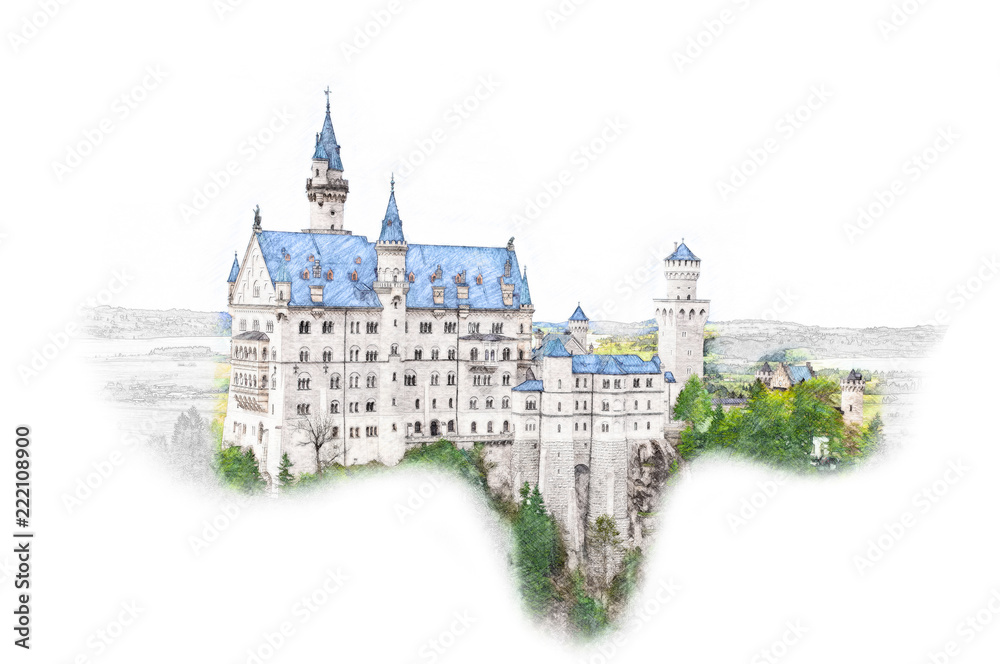 50+ Schloss Neuschwanstein Castle Illustrations, Royalty-Free Vector  Graphics & Clip Art - iStock