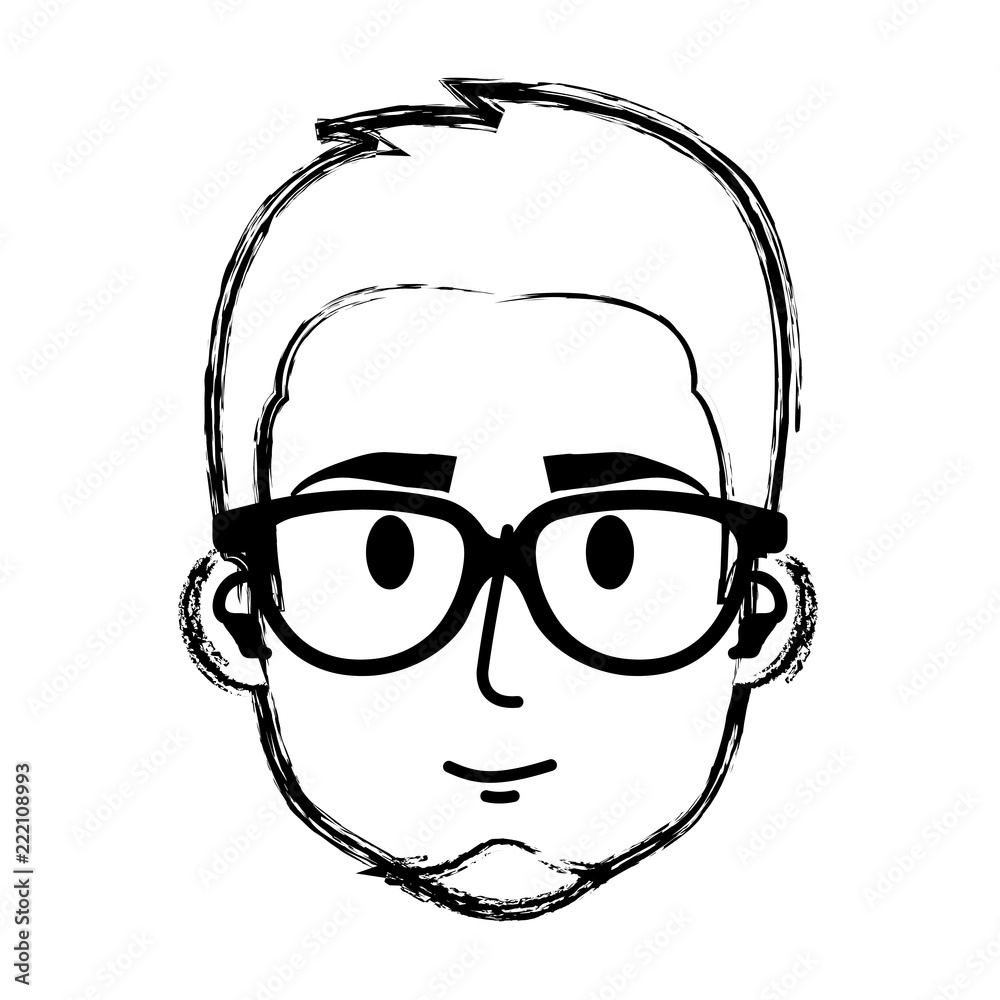 young man with glasses and beard head young man with glasses and beard head
