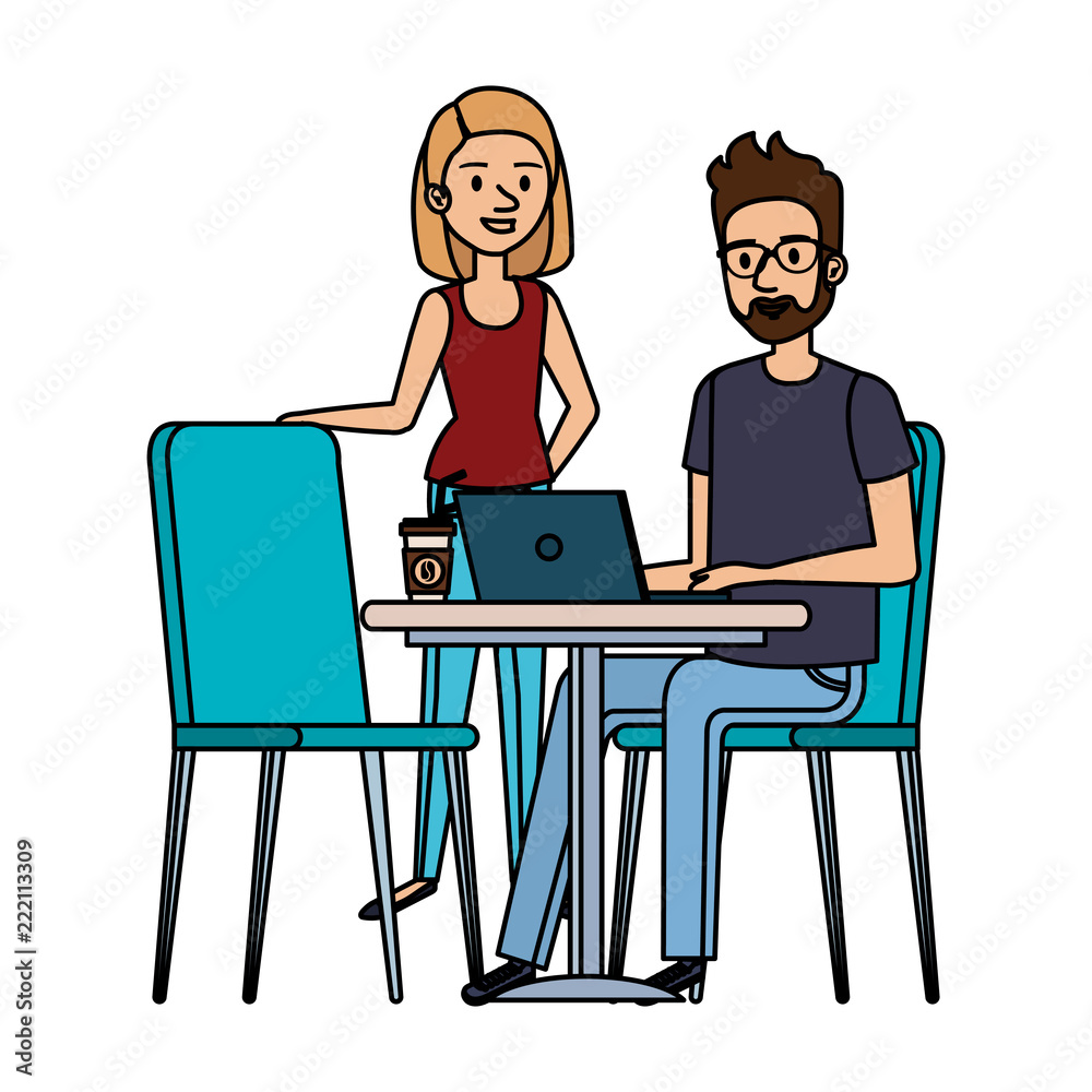 young couple working in the office young couple working in the office