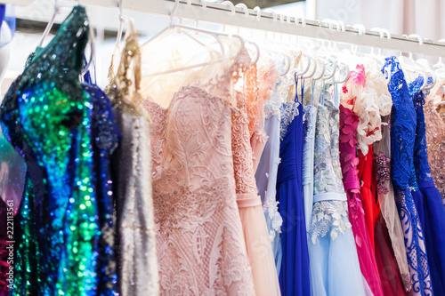 Fotografiet Rack with chic evening dresses.
