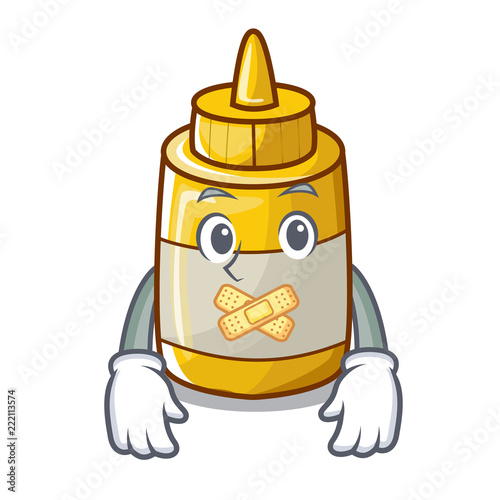 Silent homemade mustard sauce in cartoon bottle