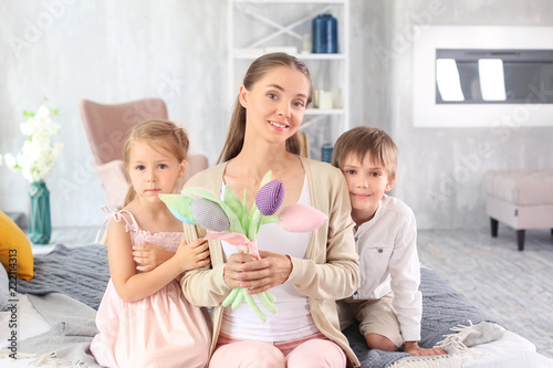 Woman with artificial flowe...