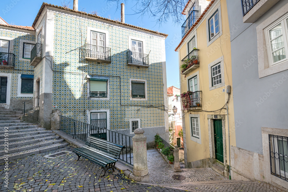 Alfama streets in Lisbon, Portugal
