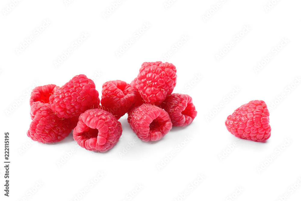 Fresh ripe raspberries on white background Fresh ripe raspberries on white background
