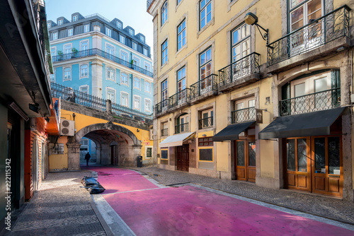 Pink street, Lisbon, Portugal photo