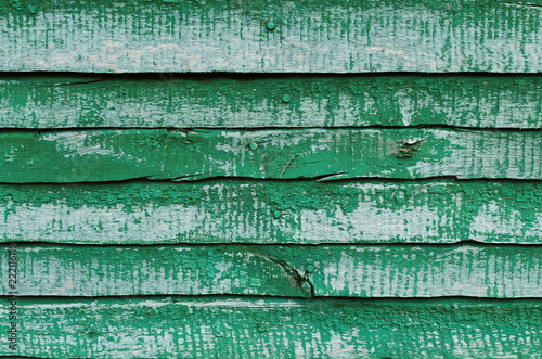 Green wooden textured surface background.