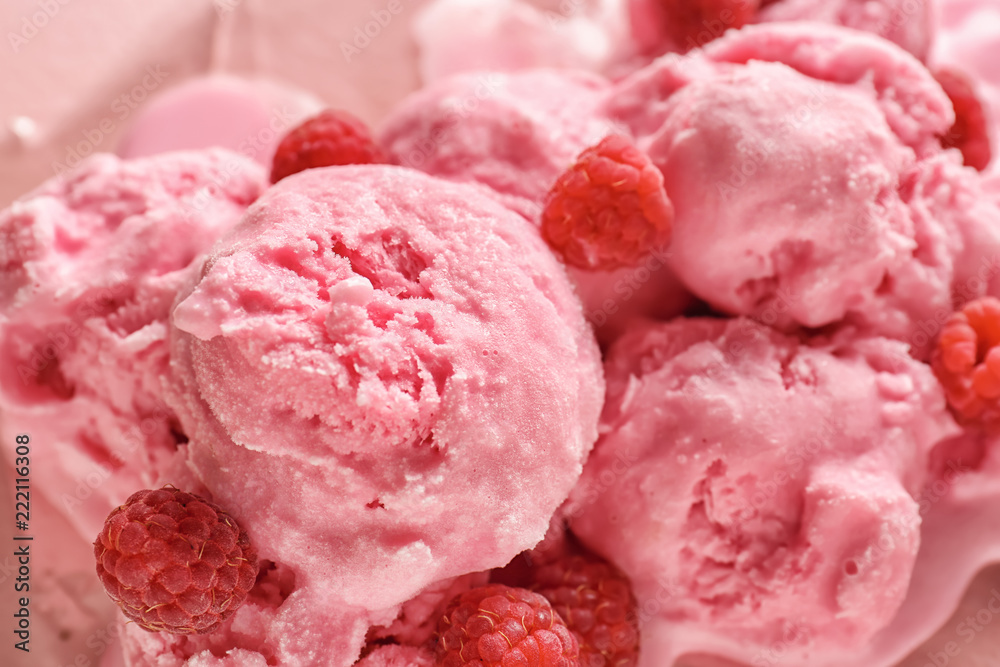Tasty raspberry ice-cream, closeup Tasty raspberry ice-cream, closeup