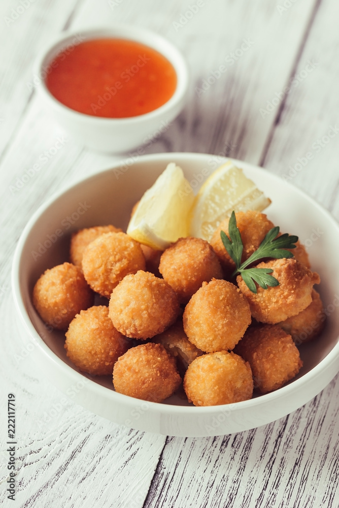 Bowl of scallop croquettes