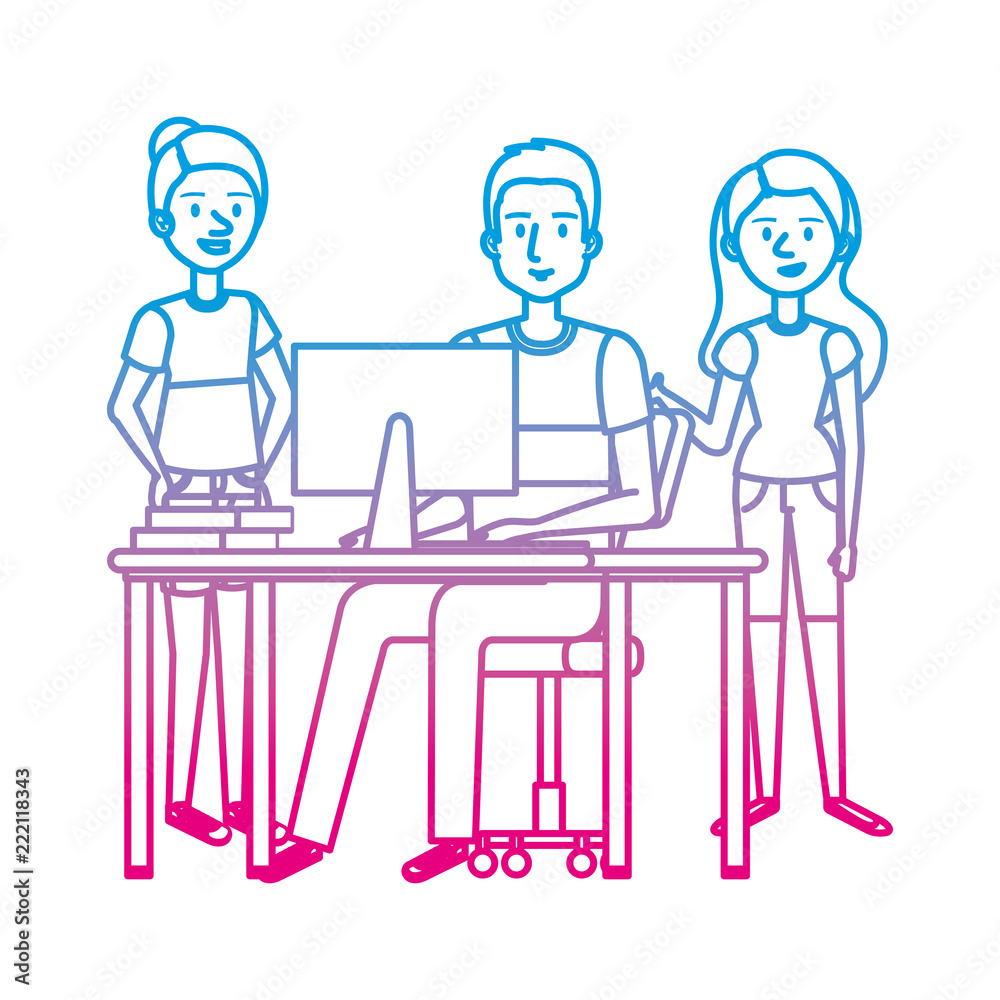 young couple working in the office young couple working in the office