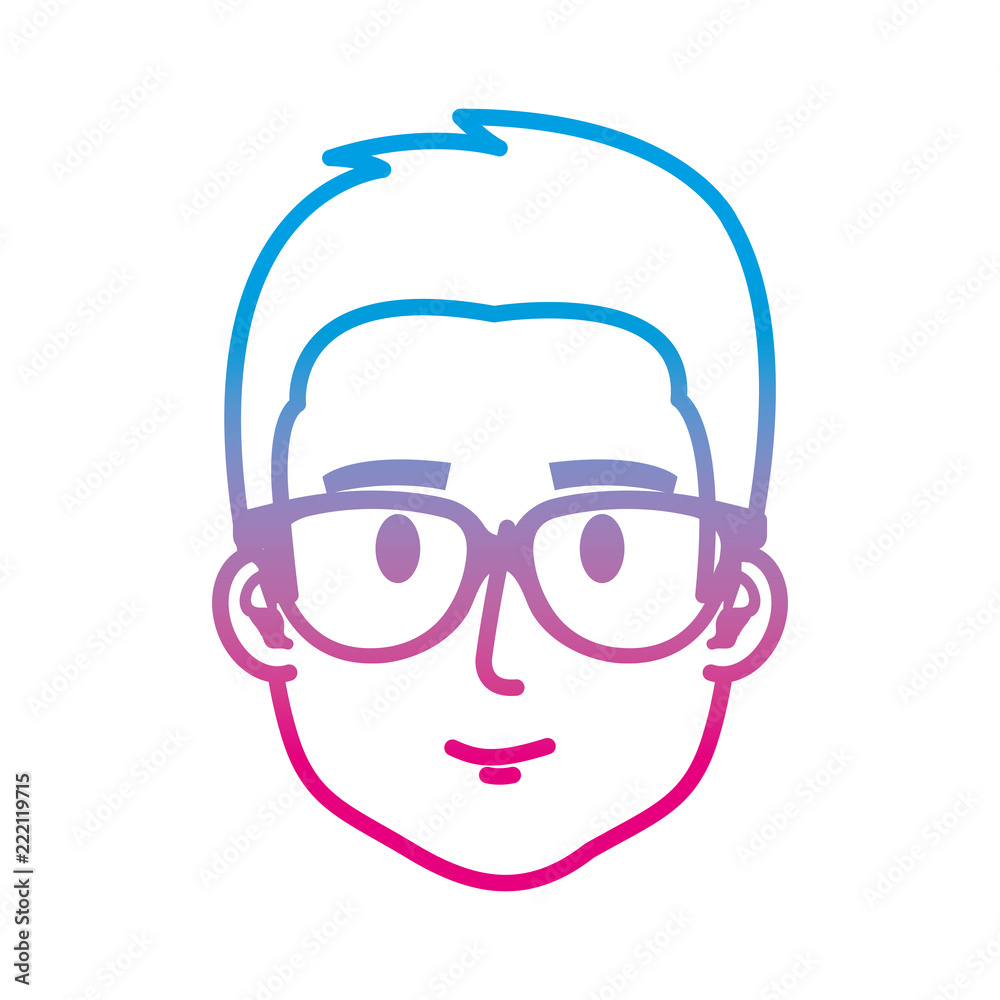 young man with glasses head character young man with glasses head character