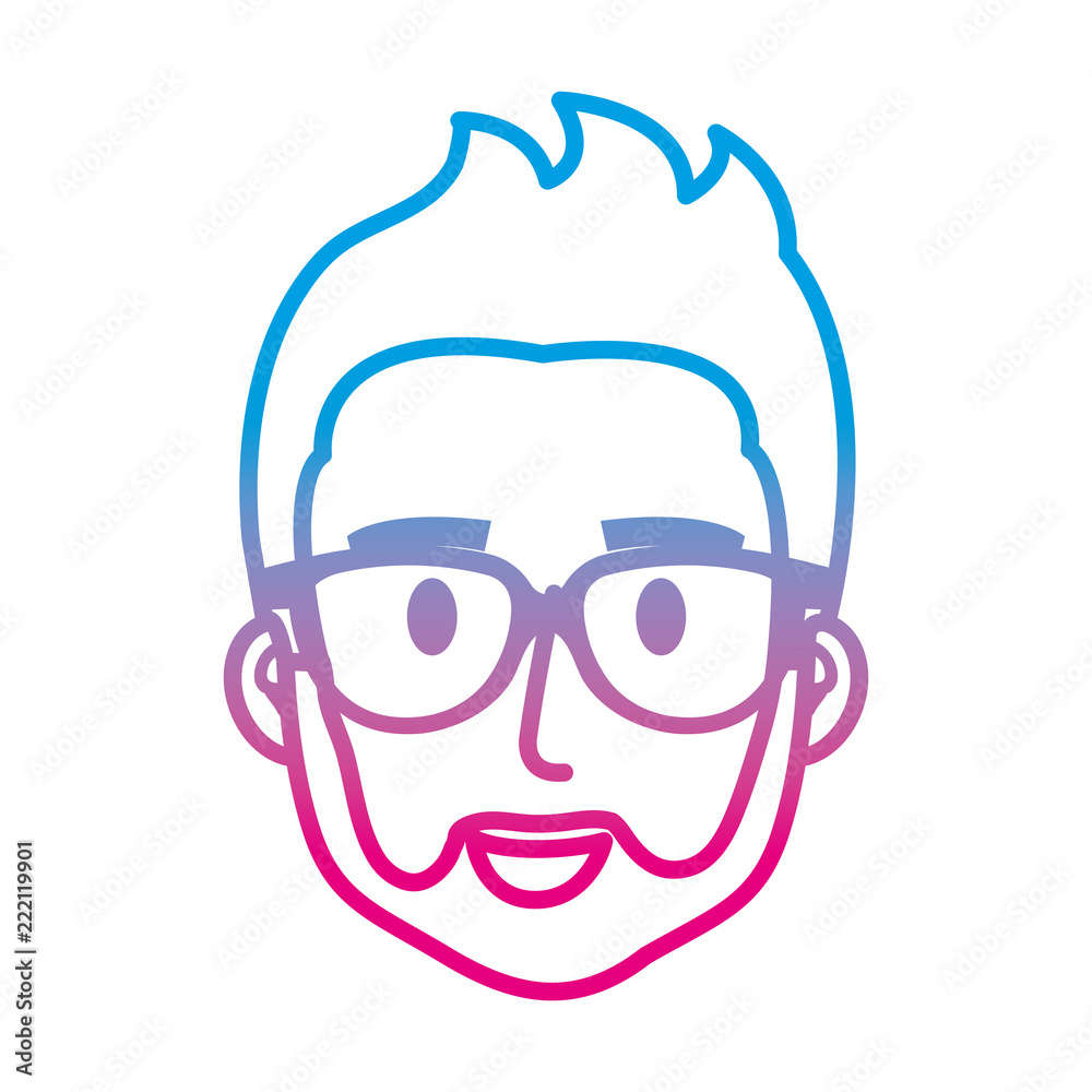 young man with glasses and beard head young man with glasses and beard head