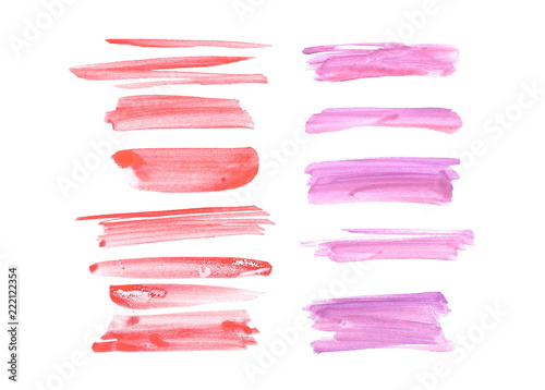 Colorful grunge brush strokes, oil paint set isolated on white background