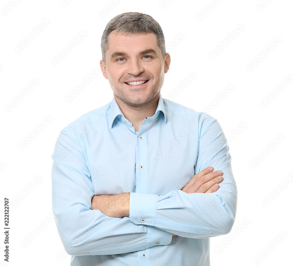 Handsome confident businessman on white background Handsome confident businessman on white background