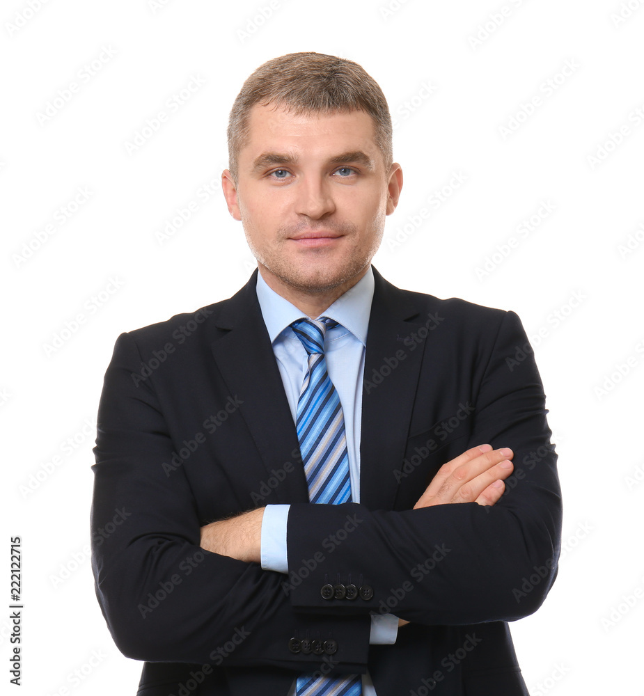 Handsome confident businessman on white background Handsome confident businessman on white background