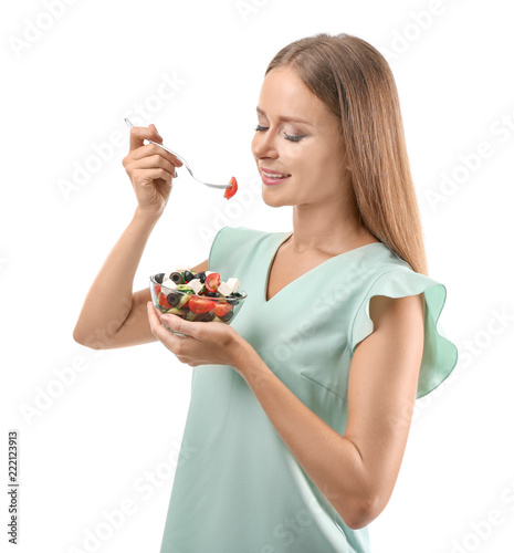 Beautiful woman eating fres...