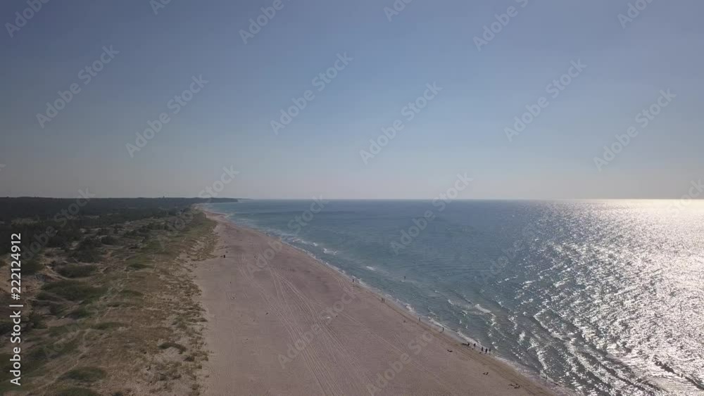 Baltic Sea coast beach Ventspils Kurzeme aerial drone top view 4K UHD video Baltic Sea coast beach Ventspils Kurzeme aerial drone top view 4K UHD video