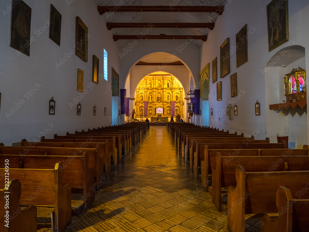 Fototapeta premium Colombia, Villa de Leyva (Church Nuestra Senora del Rosario) part of the Boyaca, department of Colombia. Parish church on the plaza central