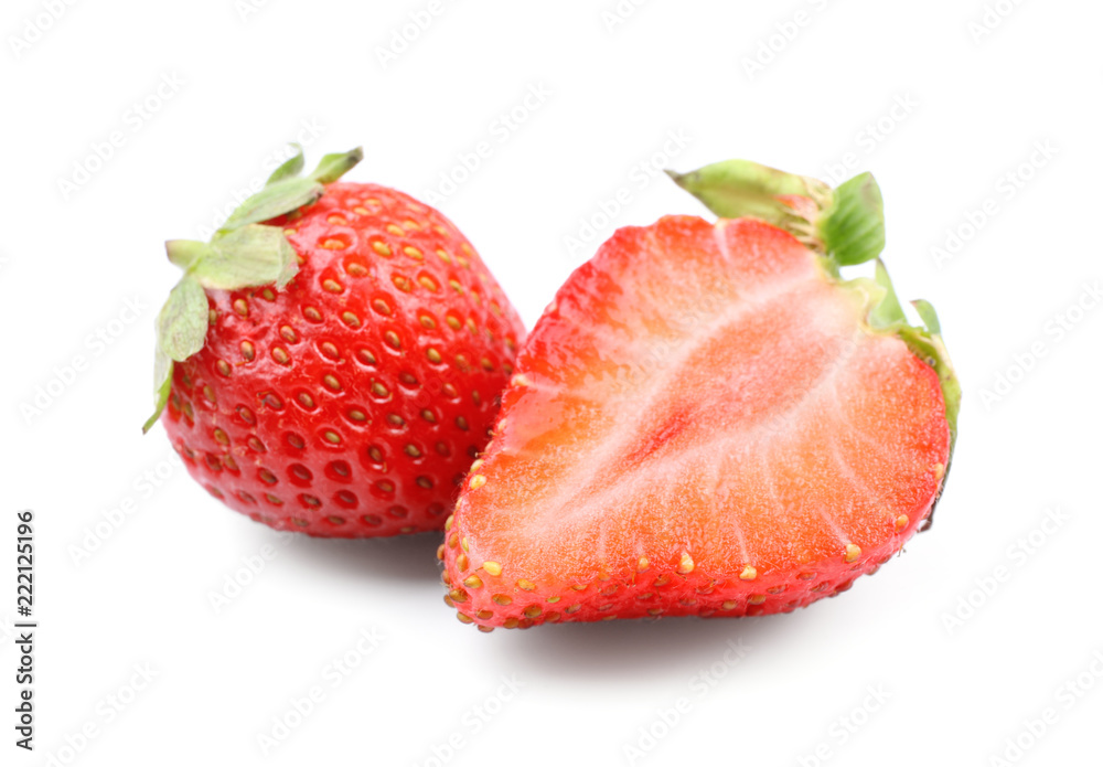 Ripe strawberries on white background Ripe strawberries on white background