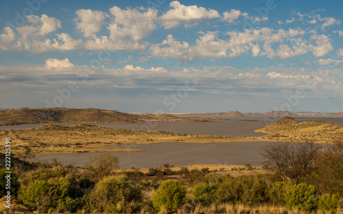 Landscape Gariep Dam in the Karoo natural region of South Africa image with copy space
