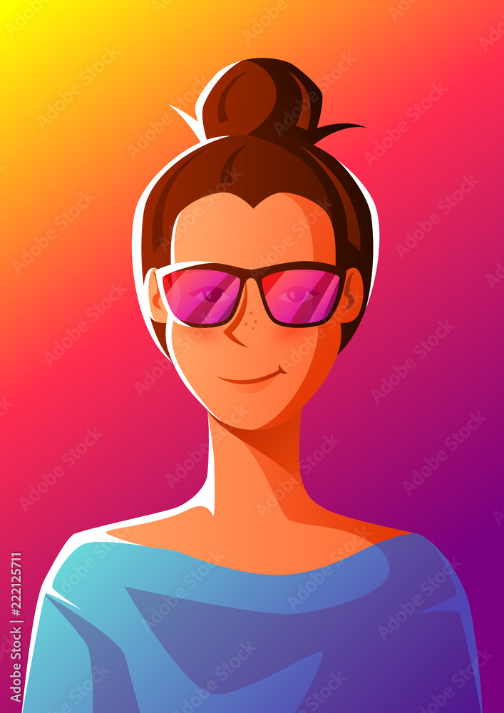 Cute girl in sunglasses.