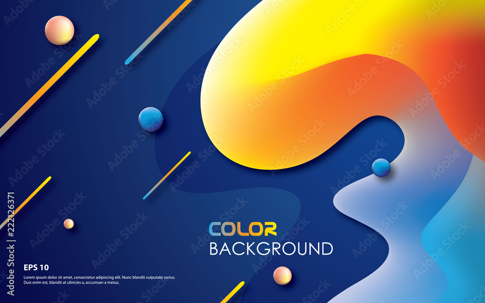 Colorful geometric background with trendy fluid composition