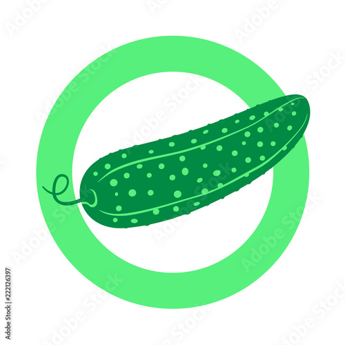 Cucumber in circle. Vector illustration. Flat. Color 1.
