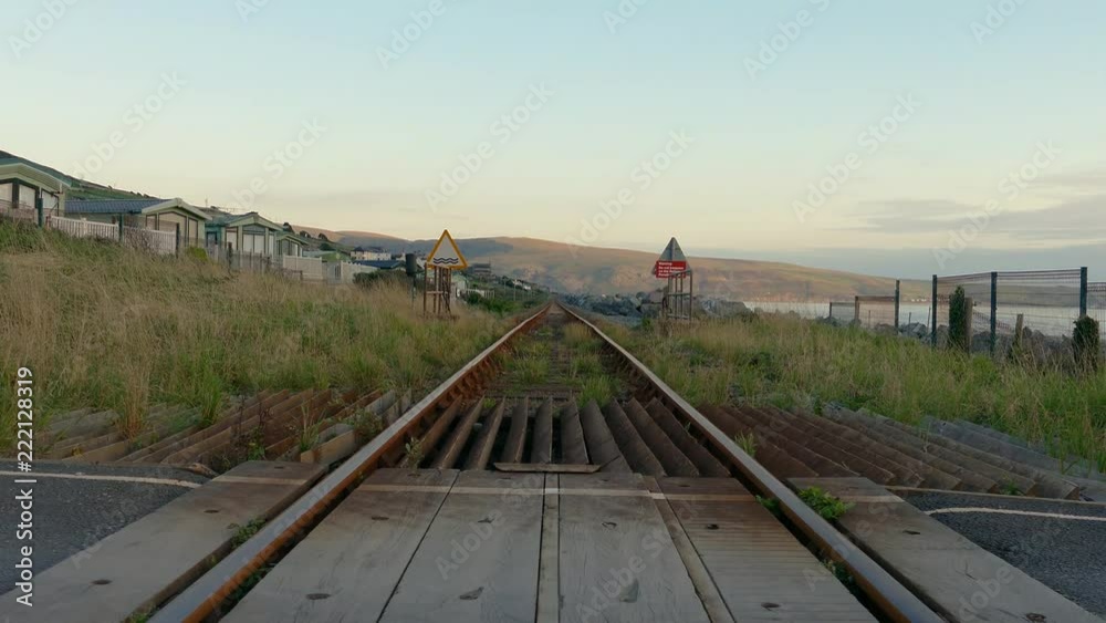 Train track filmed in the Barmouth, Llanaber and Gwynedd area in North Wales.