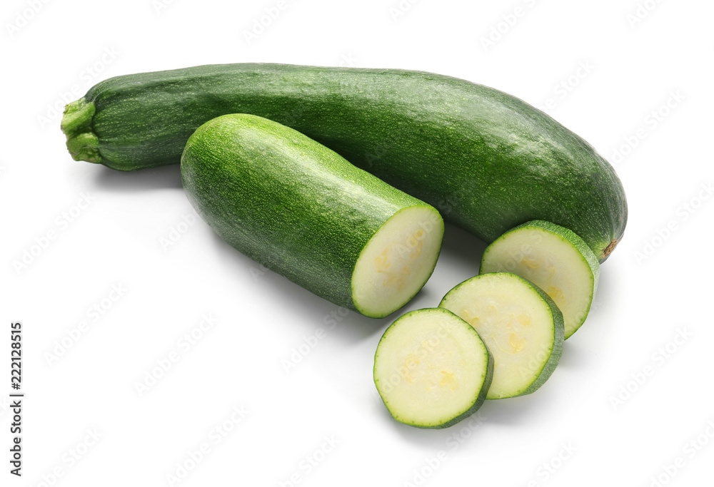Fresh cut zucchini isolated on white Fresh cut zucchini isolated on white