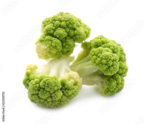 Green cauliflower cabbage on white background