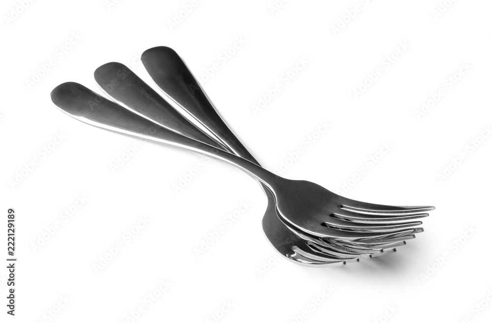 Forks on white background