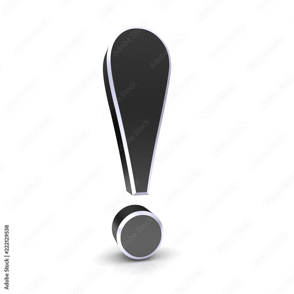 exclamation mark point 3d black isolated exclamation mark point 3d black isolated