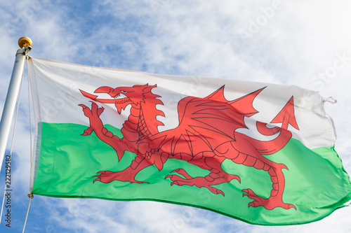 Welsh Flag flying in the wind