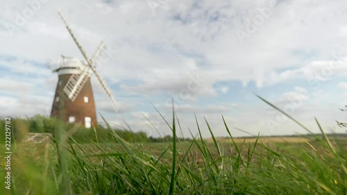 Old traditional windmill; with pull focus reveal