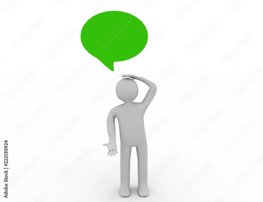 3d man thinking with speech bubble 3d man thinking with speech bubble