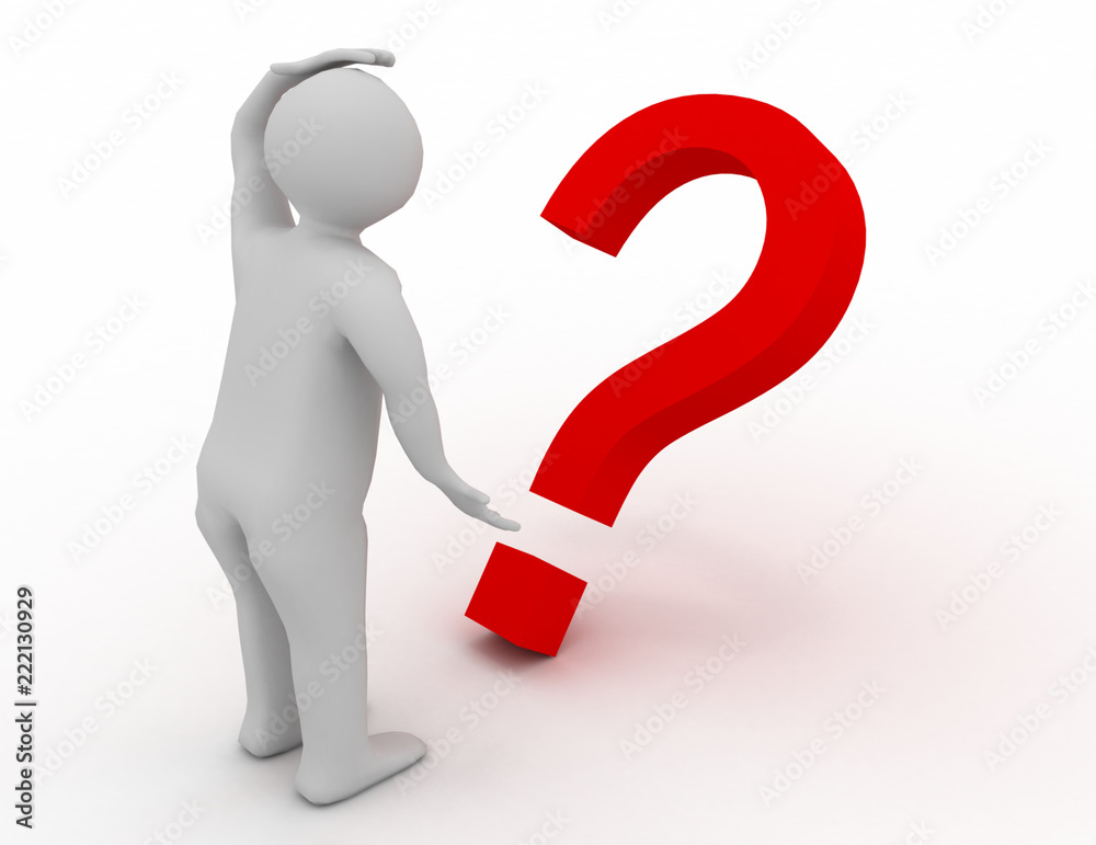 3d people - man, person with a big question mark 3d people - man, person with a big question mark