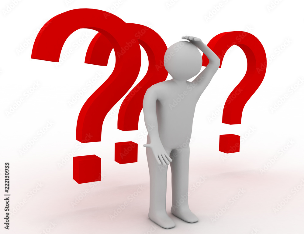3d people - man, person with a big question marks 3d people - man, person with a big question marks