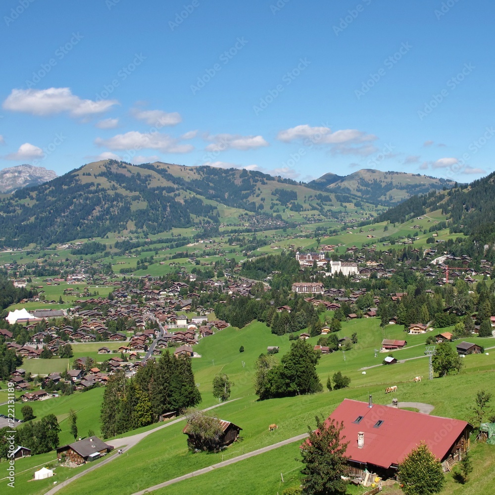 Gstaad in summer. Famous village in the Bernese Oberland. Switzerland.
