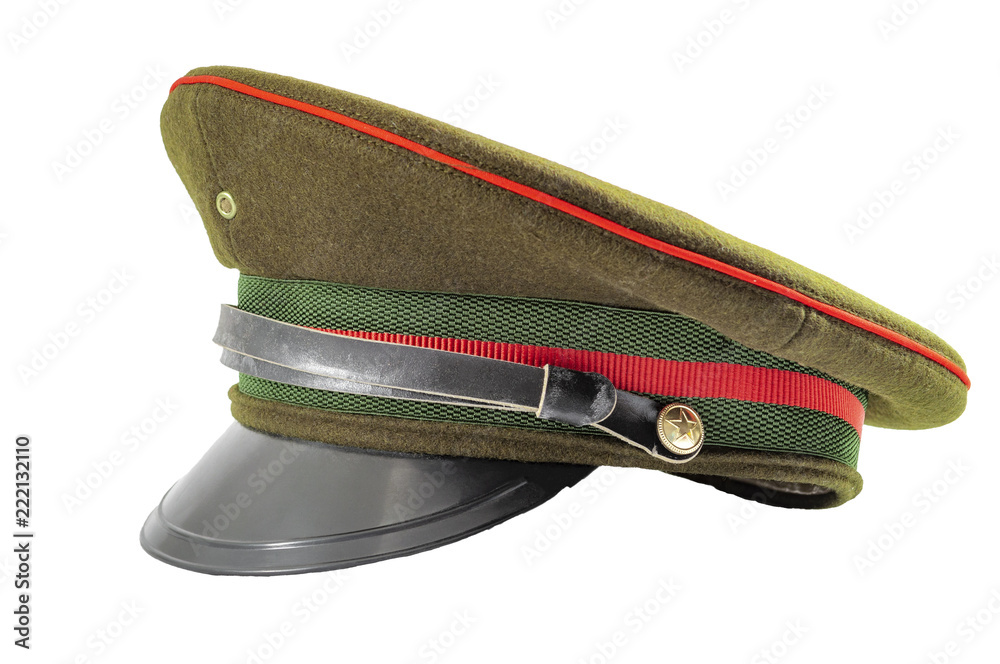 Russian military hat and soviet army uniform concept with side view of a  army officer cap isolated on white background with clipping path cutout  Stock Photo | Adobe Stock