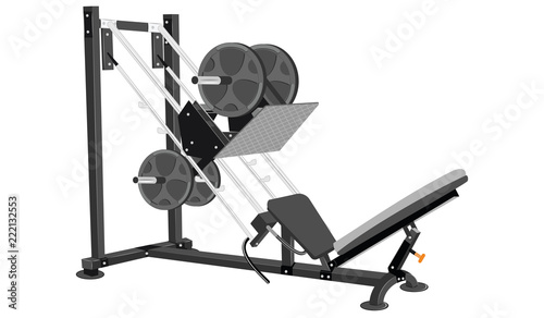 Power simulator - foot-operated device with a dumbbell - isolated on white background - flat style - vector