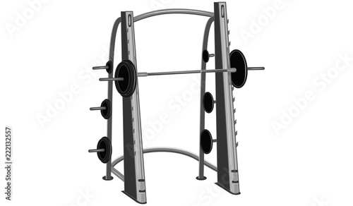 Strength simulator - device for lifting the bar - isolated on white background - flat style - vector